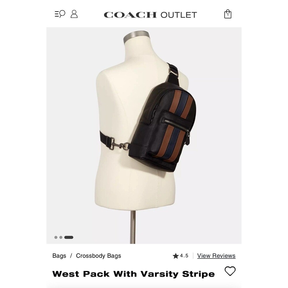 new Coach West Pack with Varsity Stripe NWT 3180 men black